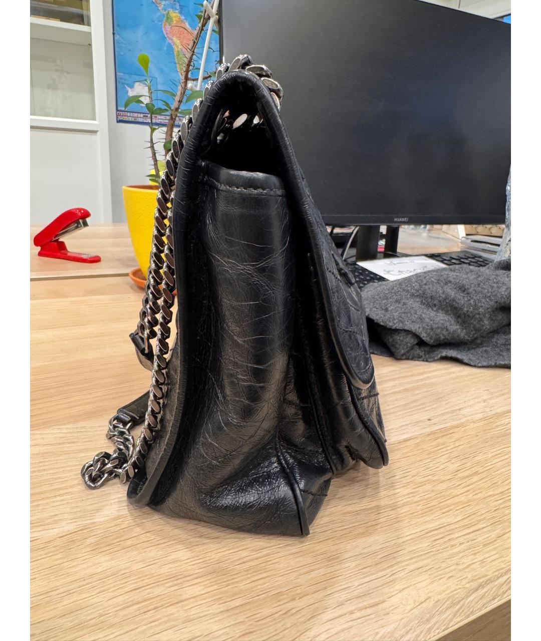 SAINT LAURENT Черная кожаная сумка через плечо, фото 2