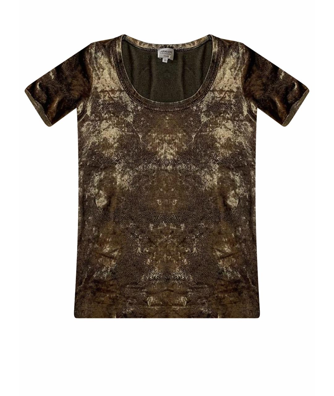 ARMANI COLLEZIONI Горчичная бархатная футболка, фото 1