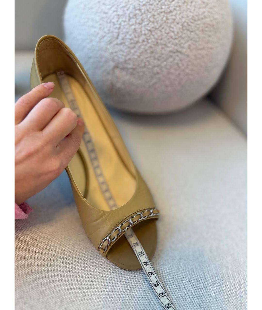 CHANEL Бежевые кожаные туфли, фото 6