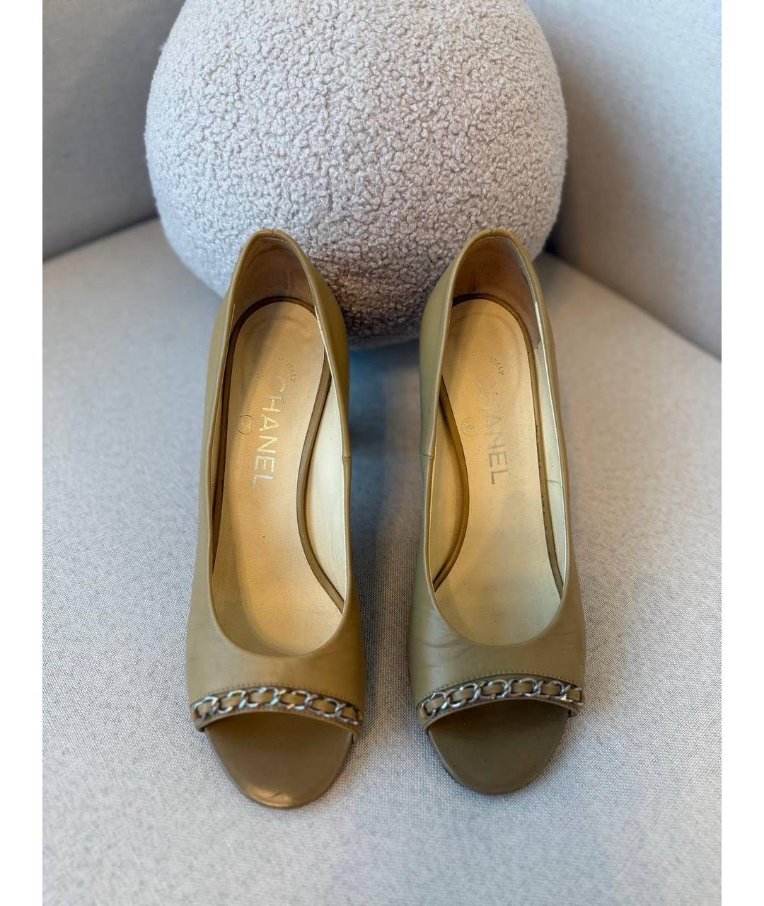 CHANEL Бежевые кожаные туфли, фото 3