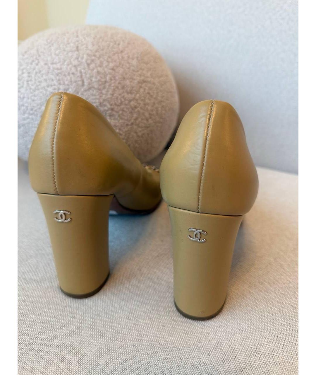 CHANEL Бежевые кожаные туфли, фото 4