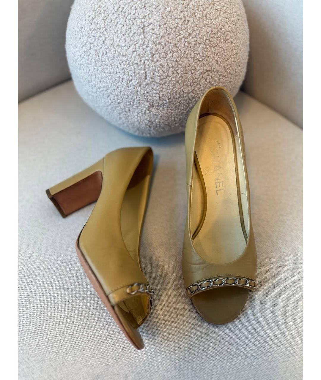 CHANEL Бежевые кожаные туфли, фото 8