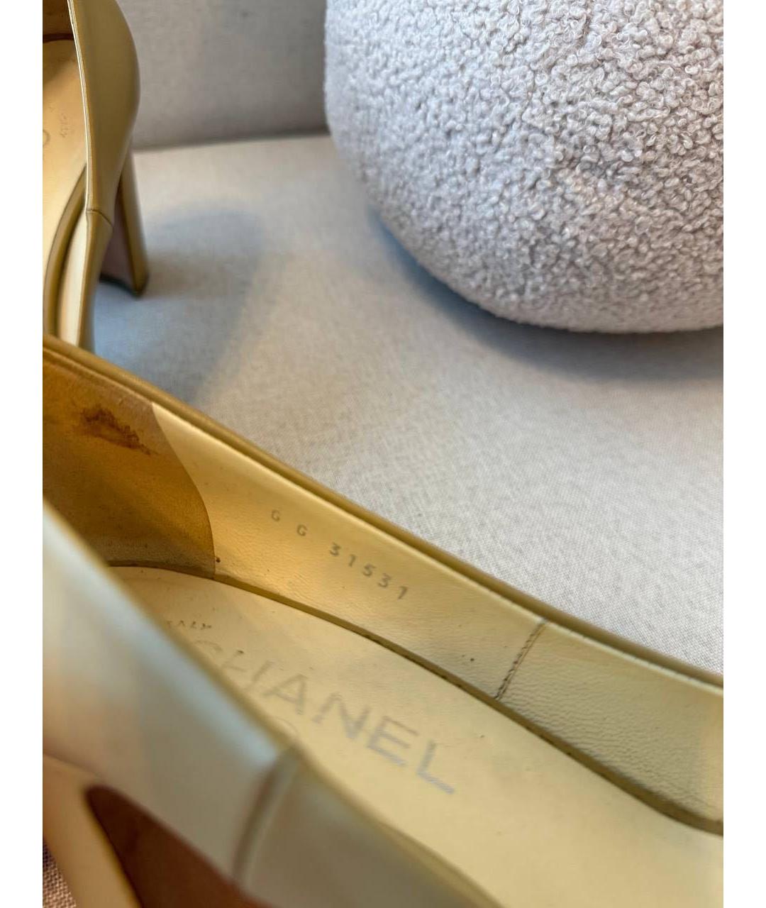 CHANEL Бежевые кожаные туфли, фото 5