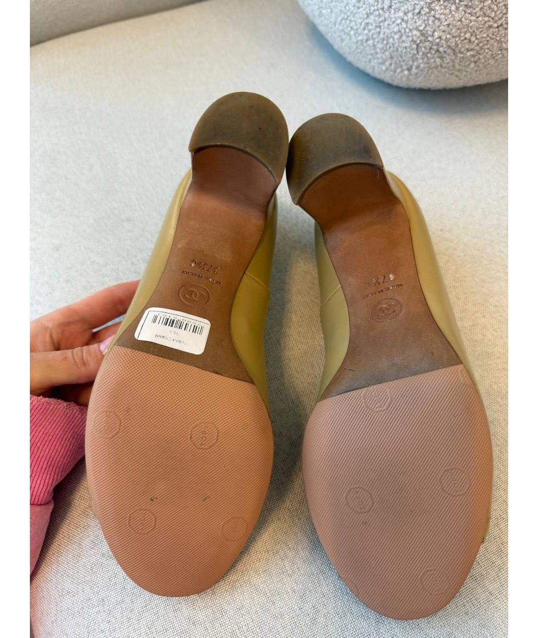 CHANEL Бежевые кожаные туфли, фото 7