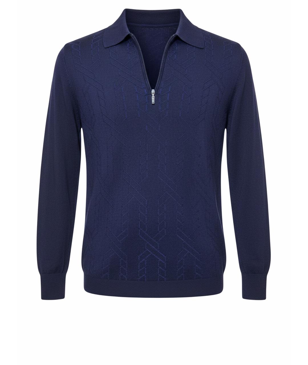 ZILLI Синее поло с длинным рукавом, фото 1