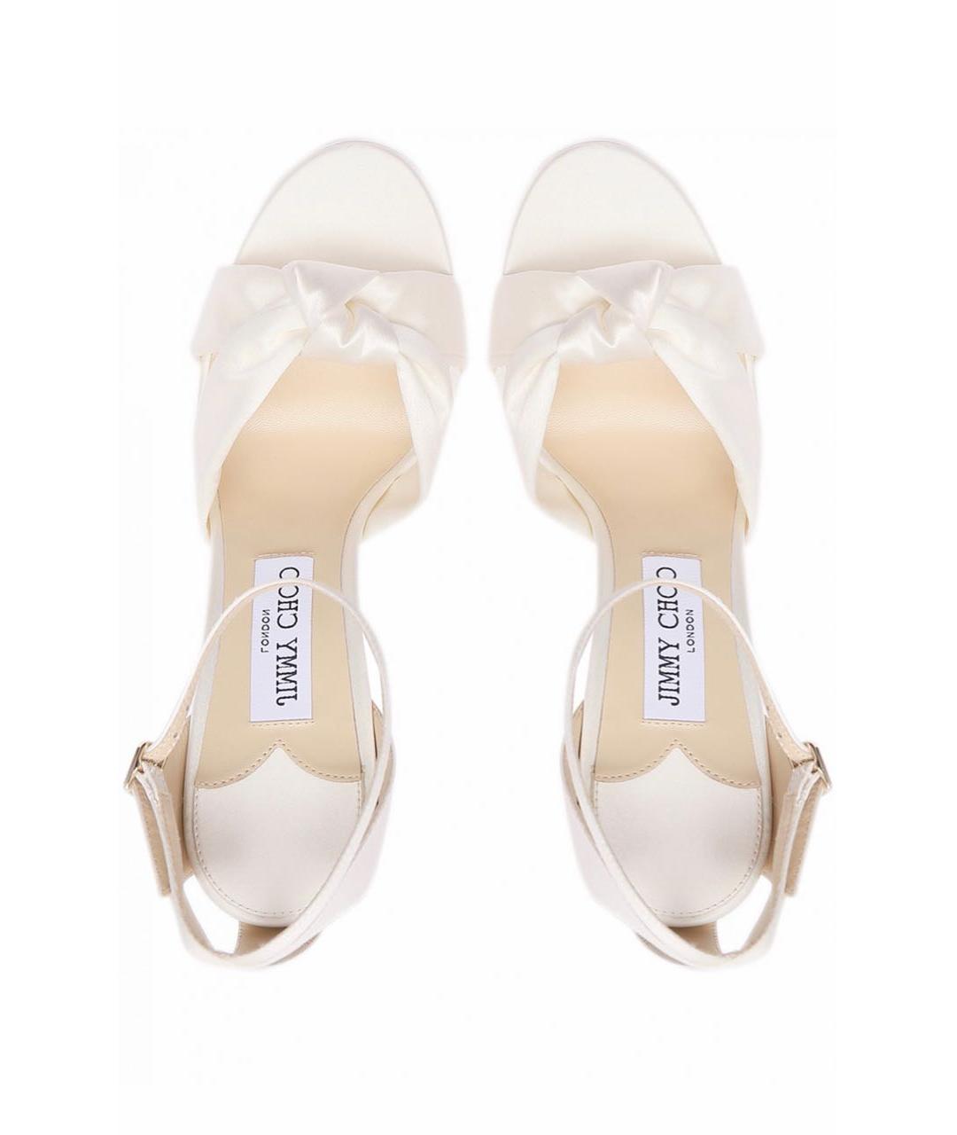 JIMMY CHOO Белые текстильные босоножки, фото 3