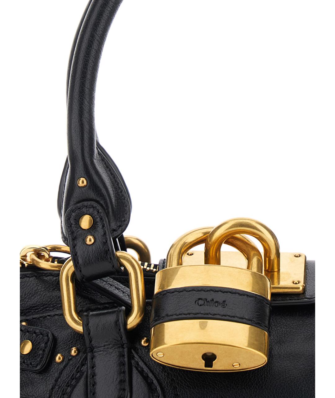 CHLOE Черная кожаная сумка с короткими ручками, фото 3
