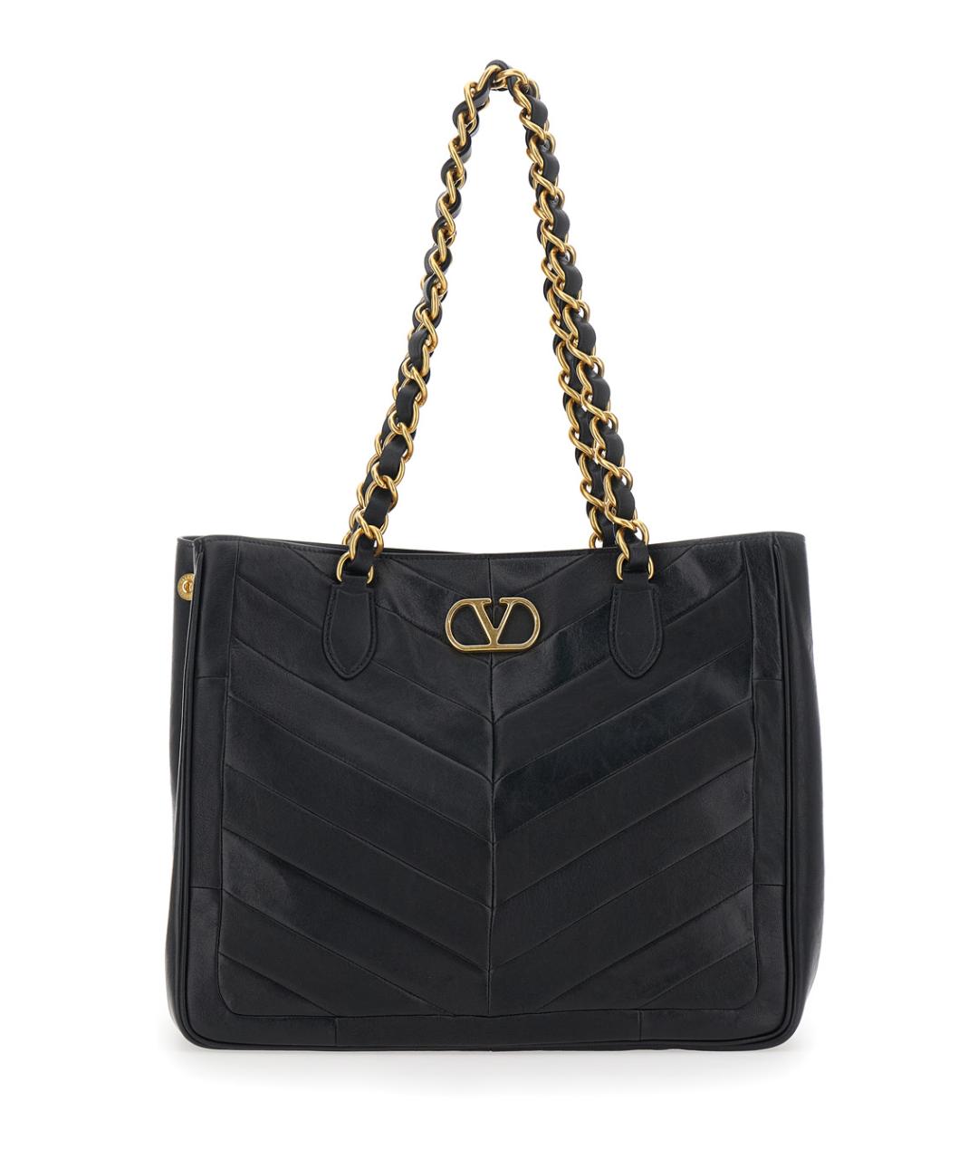 VALENTINO Черная кожаная сумка тоут, фото 1