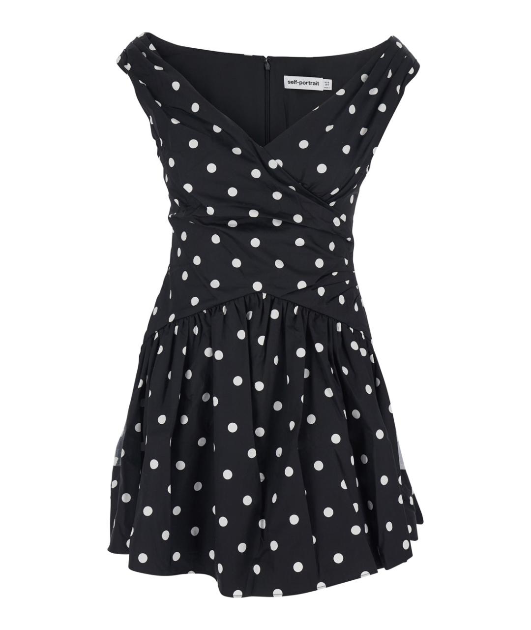 SELF-PORTRAIT Черное хлопковое повседневное платье, фото 1