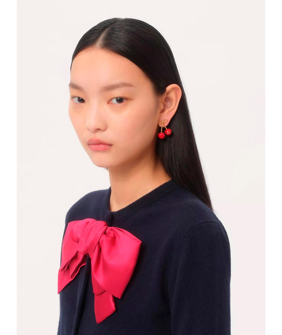 VALENTINO Красные металлические серьги, фото 3