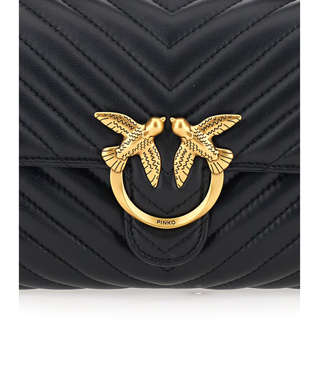 PINKO Черная кожаная сумка через плечо, фото 3