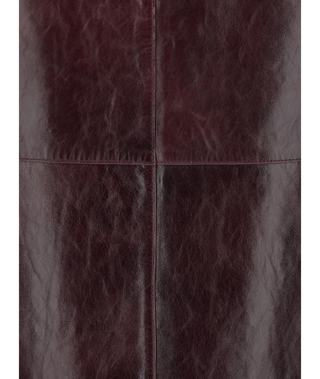 SPORTMAX Бордовая кожаная юбка миди, фото 3