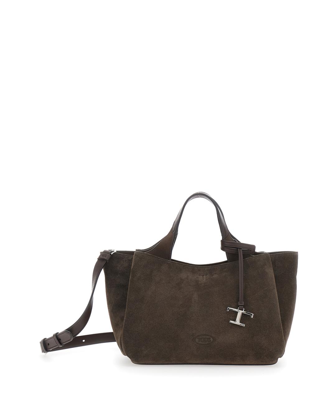 TOD'S Коричневая замшевая сумка тоут, фото 1