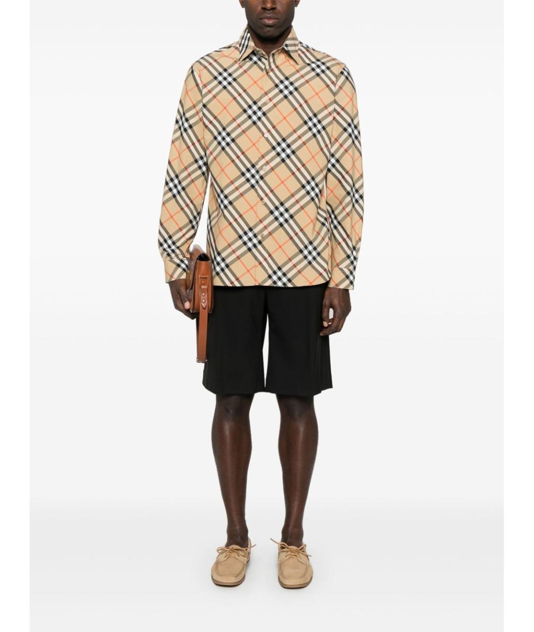 BURBERRY Бежевая хлопковая кэжуал рубашка, фото 4