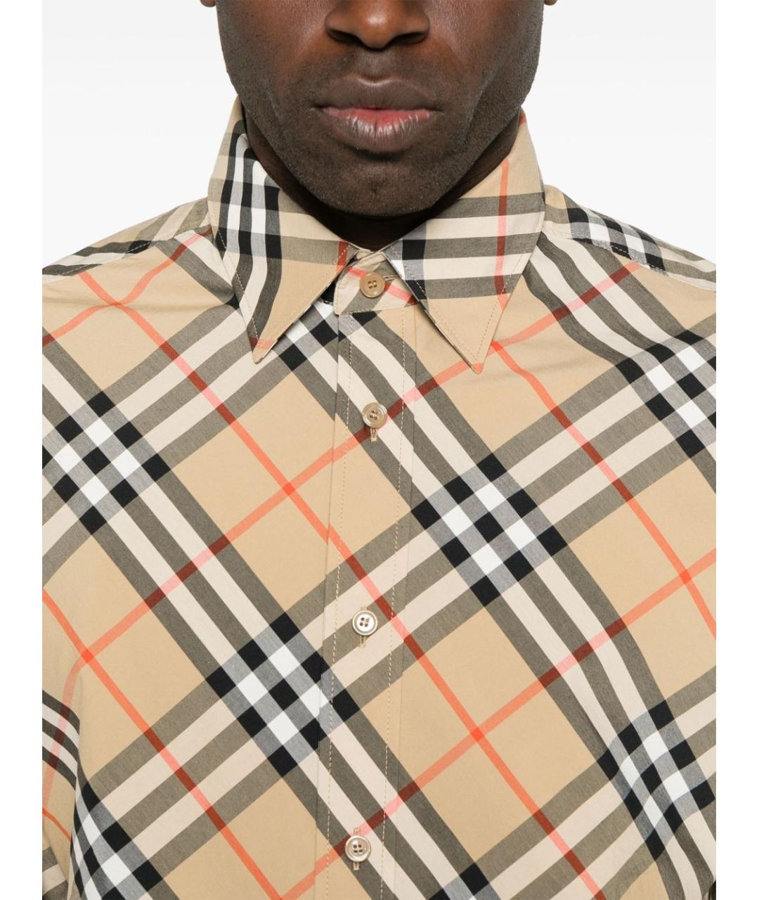 BURBERRY Бежевая хлопковая кэжуал рубашка, фото 5