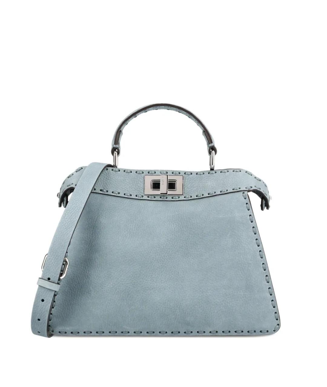 FENDI Голубая кожаная сумка тоут, фото 1