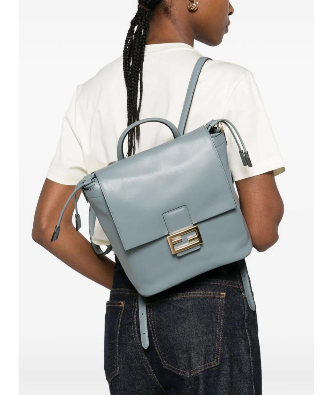 FENDI Голубой кожаный рюкзак, фото 2