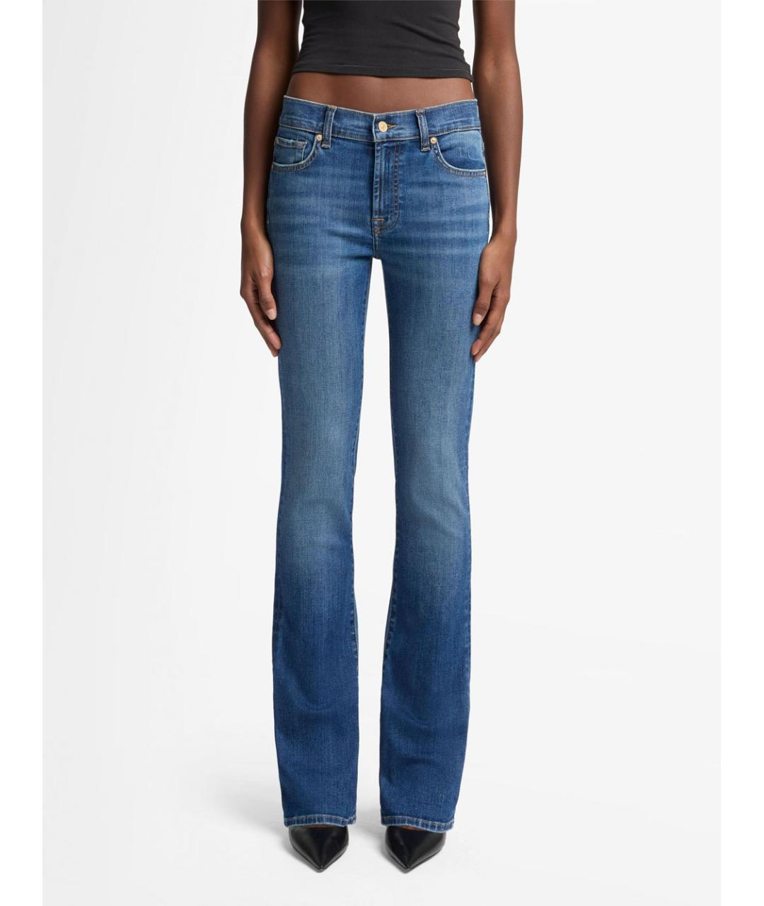 7 FOR ALL MANKIND Синие хлопковые джинсы клеш, фото 2