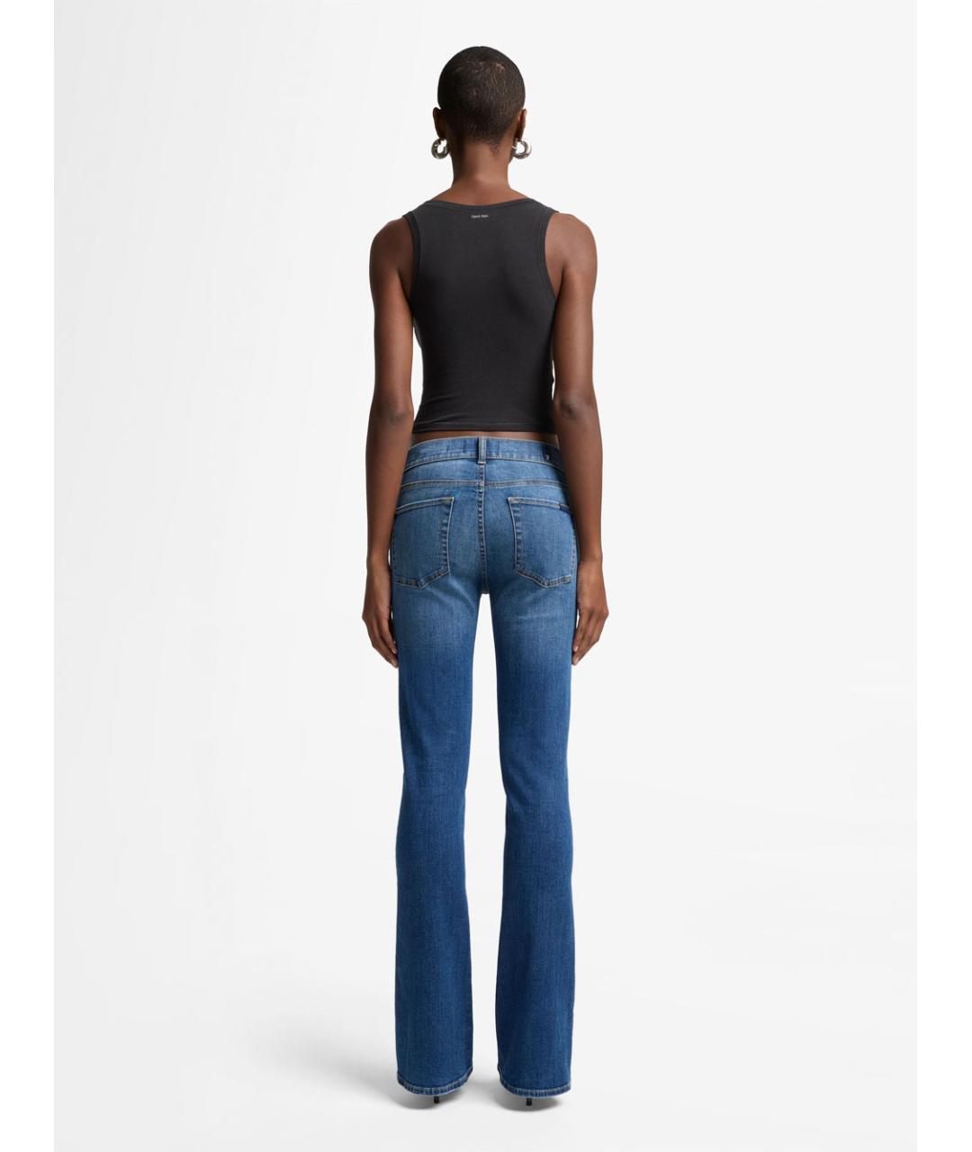 7 FOR ALL MANKIND Синие хлопковые джинсы клеш, фото 4