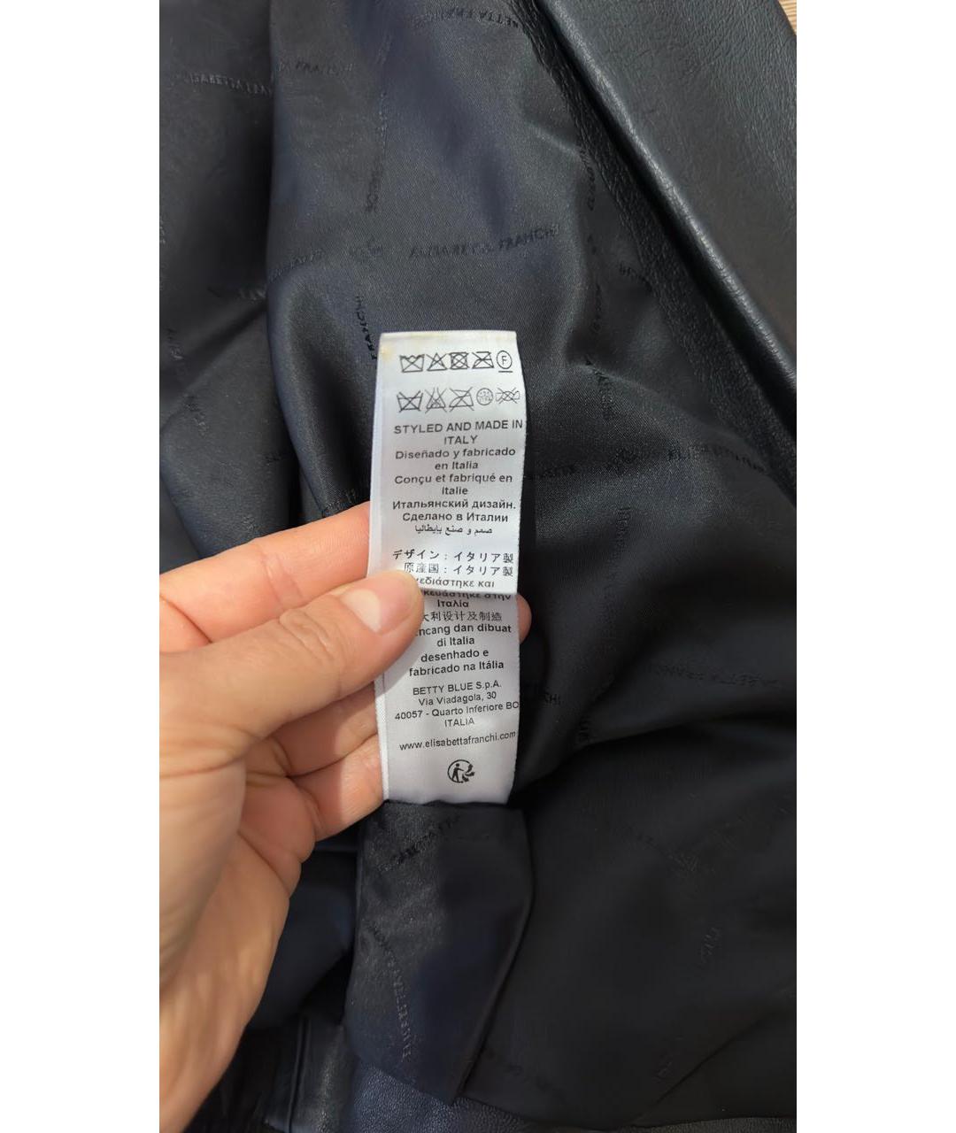 ELISABETTA FRANCHI Черная кожаная куртка, фото 5