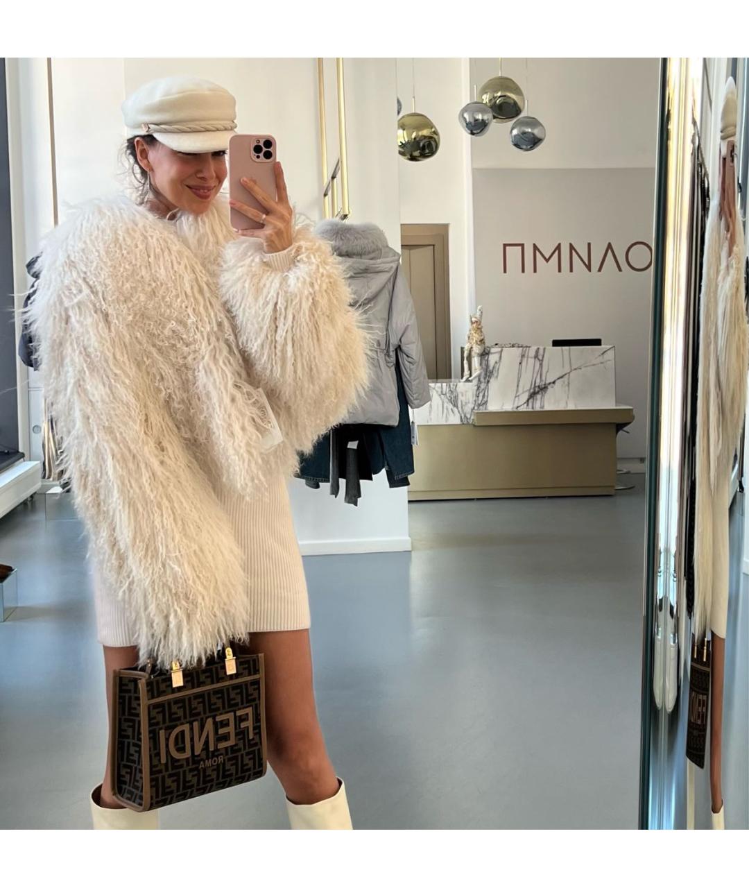 ELEVENTY Белая меховая шуба, фото 7