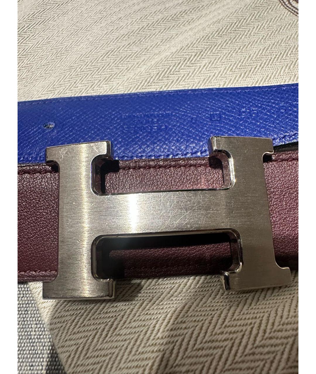 HERMES Бордовый кожаный ремень, фото 4