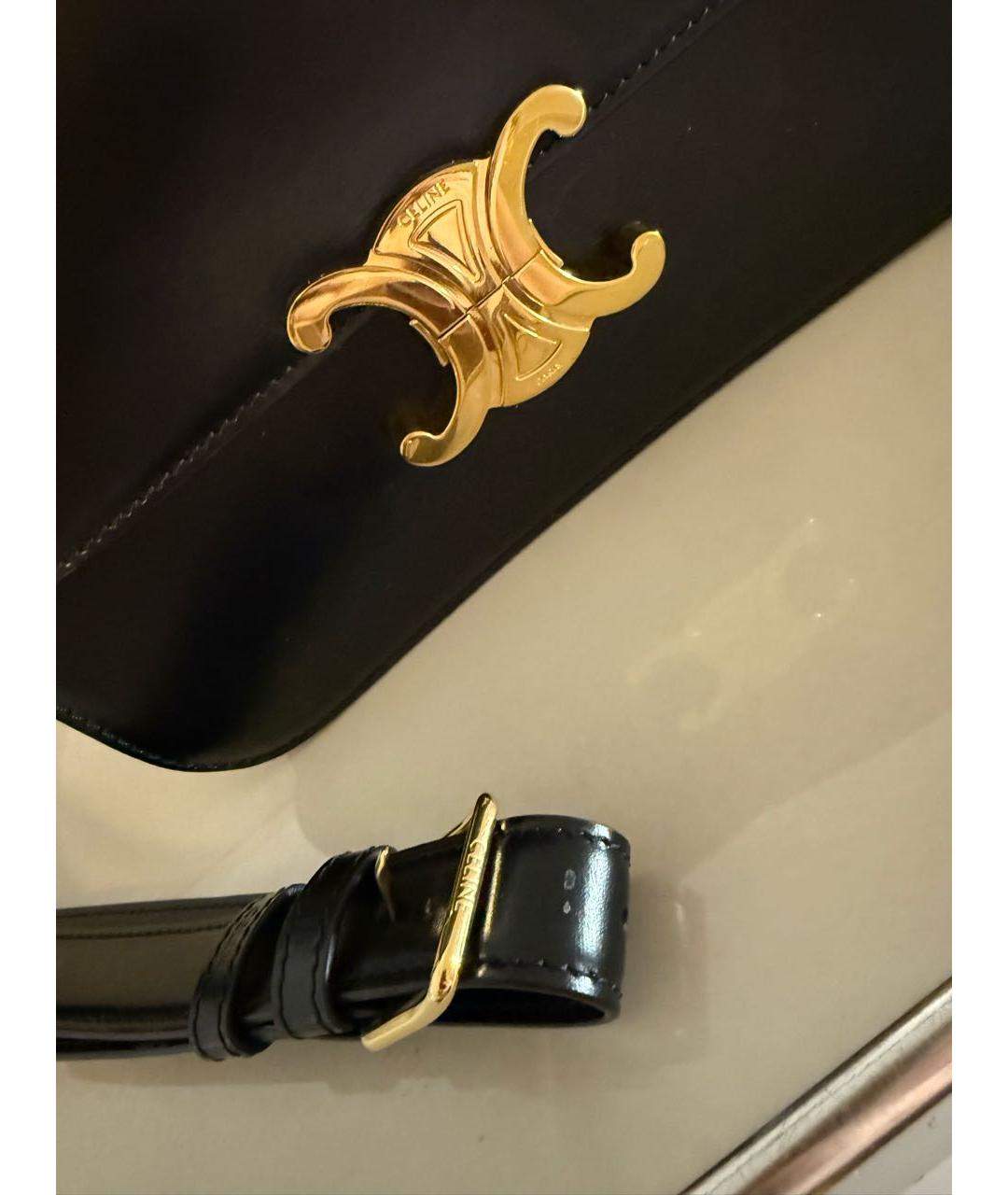 CELINE Черная кожаная сумка через плечо, фото 6