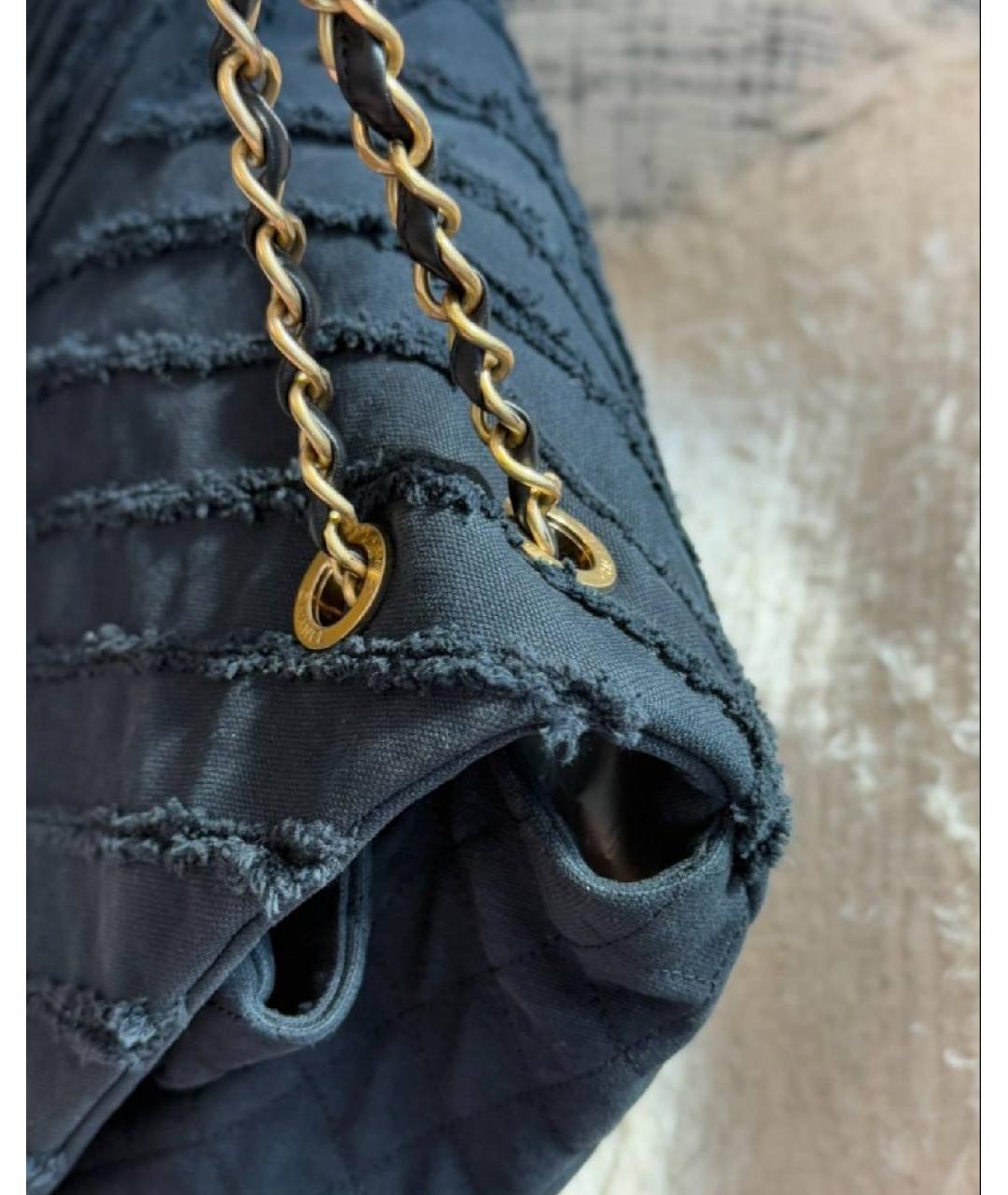 CHANEL Черная тканевая сумка тоут, фото 7