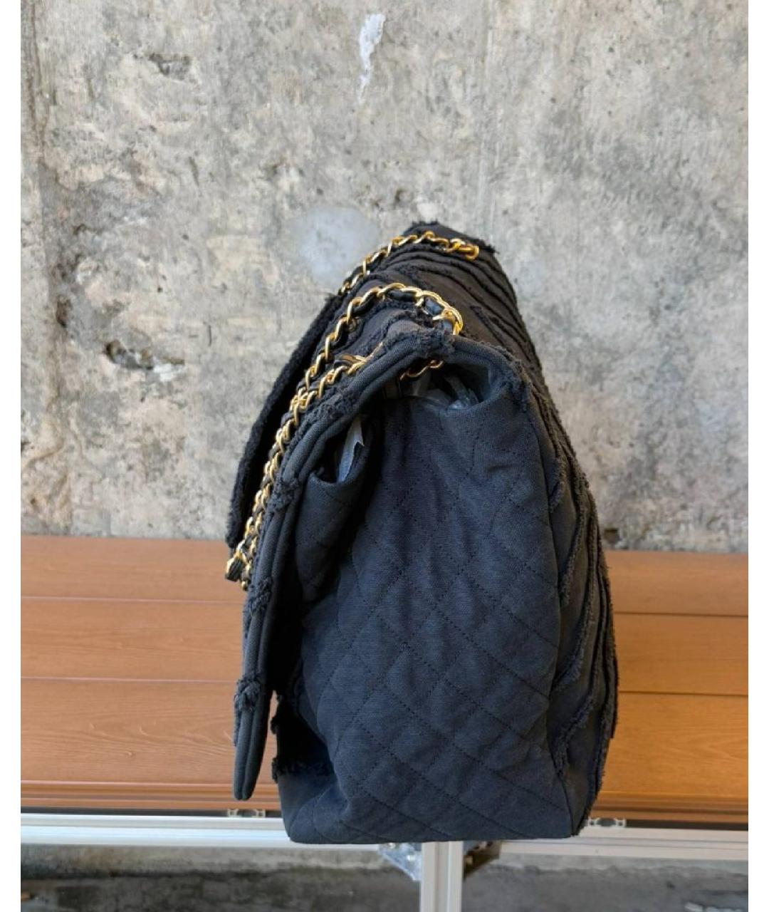 CHANEL Черная тканевая сумка тоут, фото 5