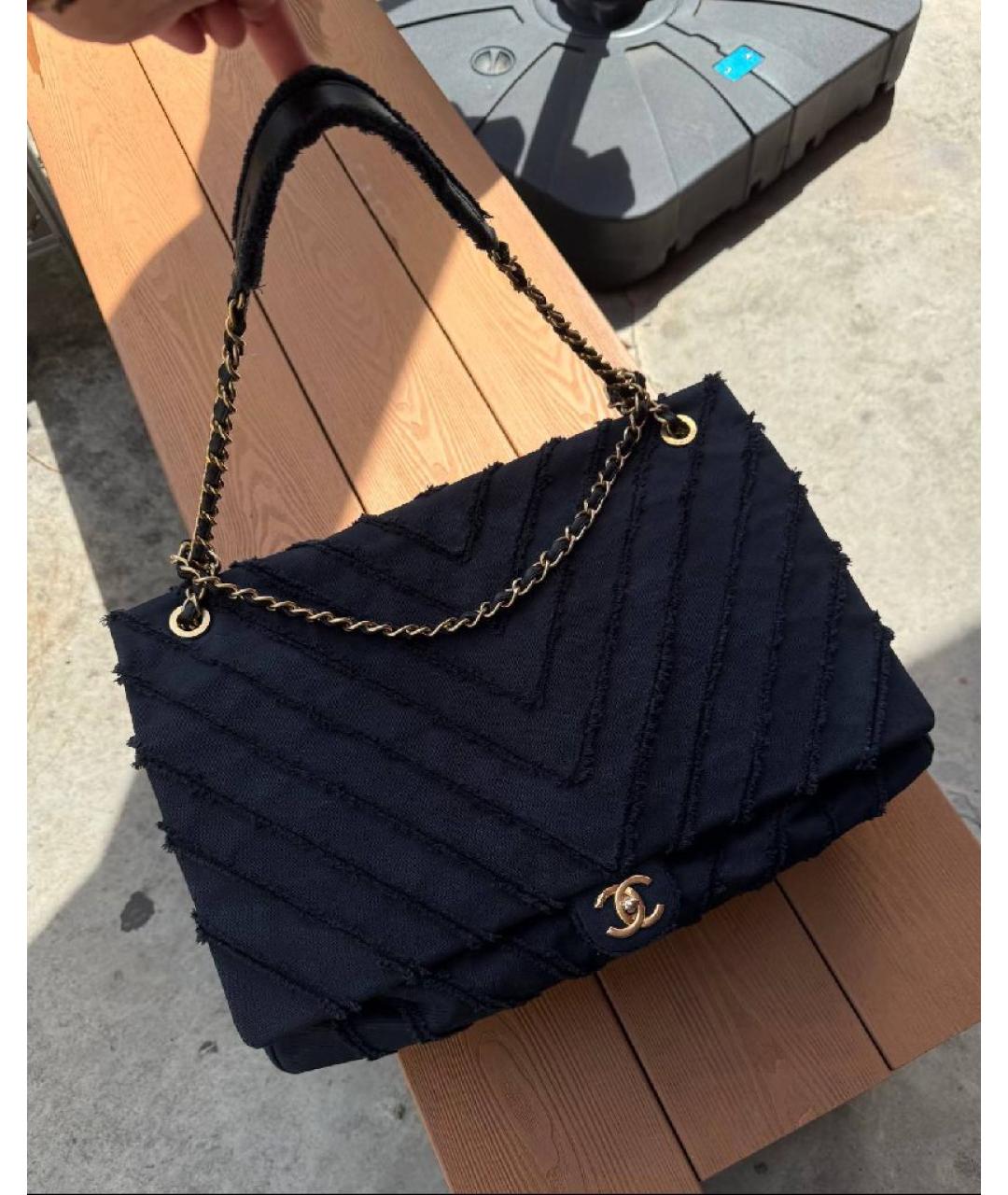 CHANEL Черная тканевая сумка тоут, фото 2