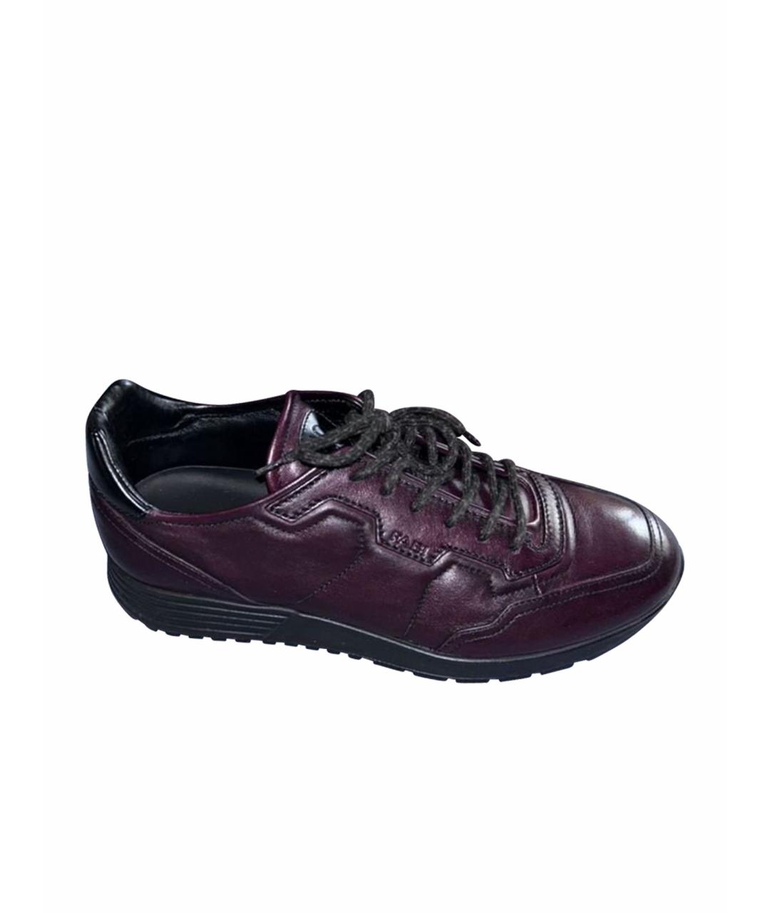 Principe di Bologna Бордовые кожаные низкие кроссовки / кеды, фото 1