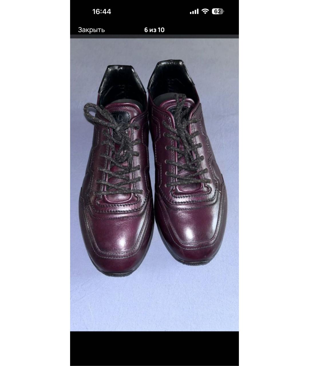 Principe di Bologna Бордовые кожаные низкие кроссовки / кеды, фото 7