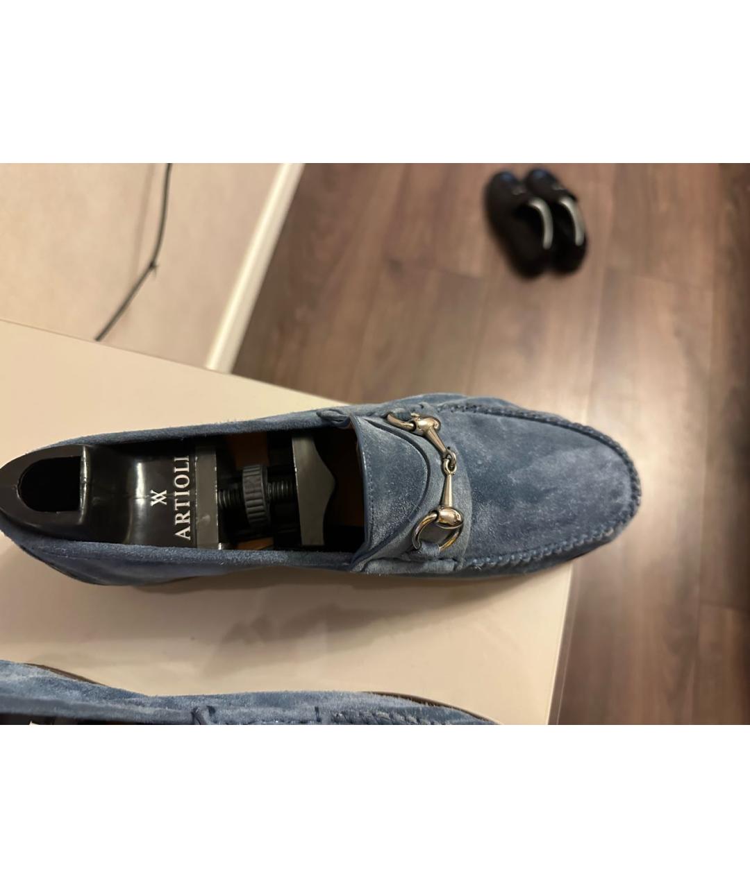 GUCCI Голубые замшевые лоферы, фото 3