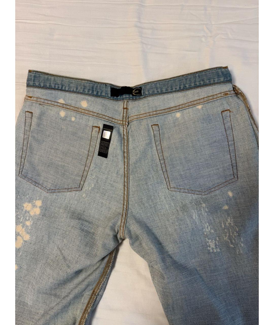 JUST CAVALLI Голубые хлопковые прямые джинсы, фото 3