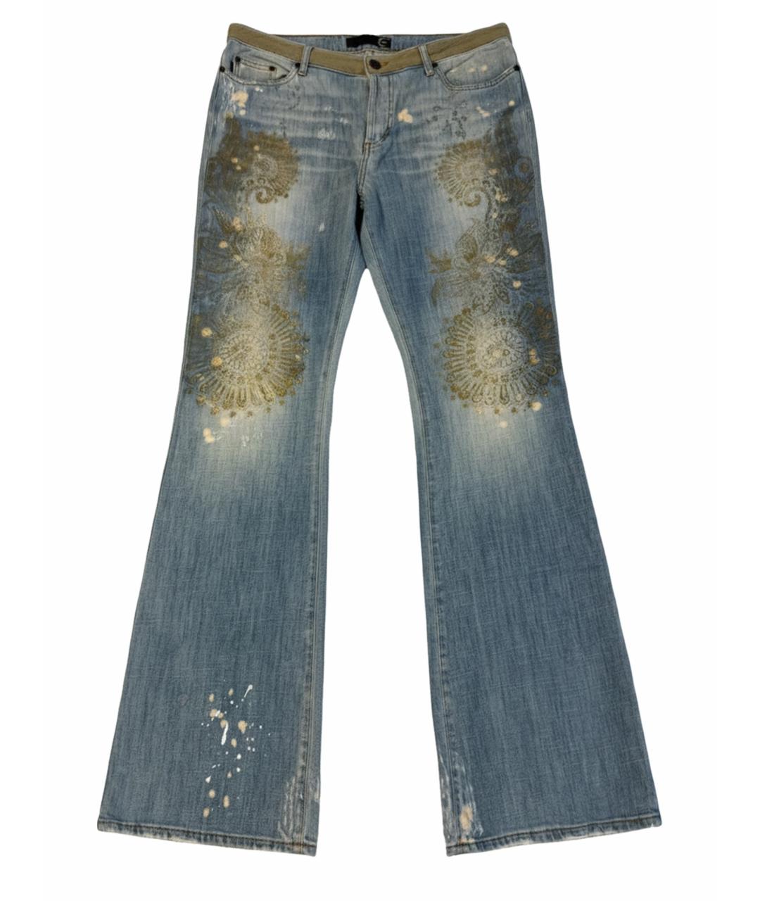 JUST CAVALLI Голубые хлопковые прямые джинсы, фото 1
