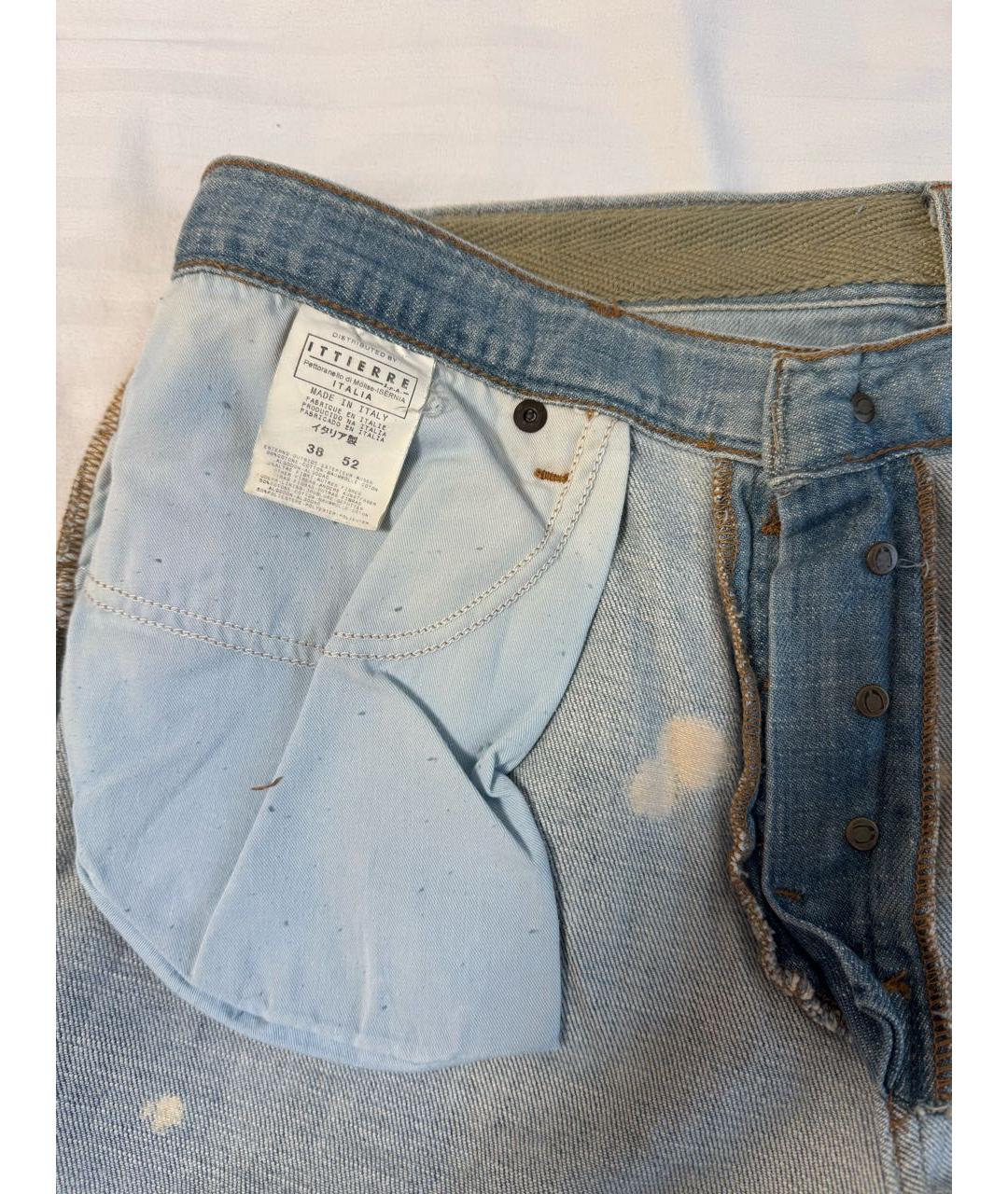 JUST CAVALLI Голубые хлопковые прямые джинсы, фото 5