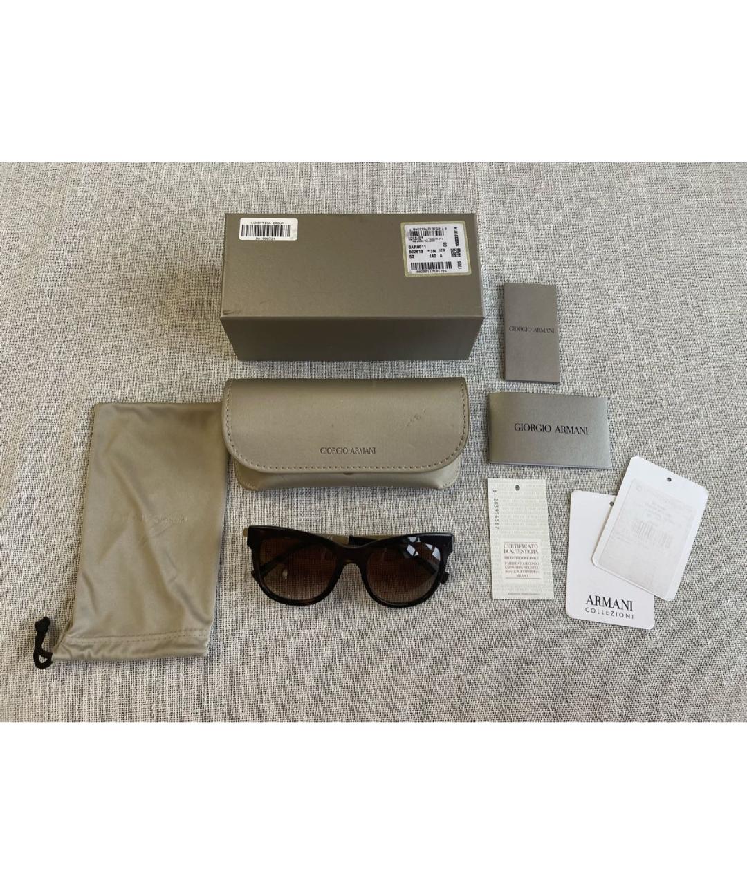 GIORGIO ARMANI Коричневые металлические солнцезащитные очки, фото 8