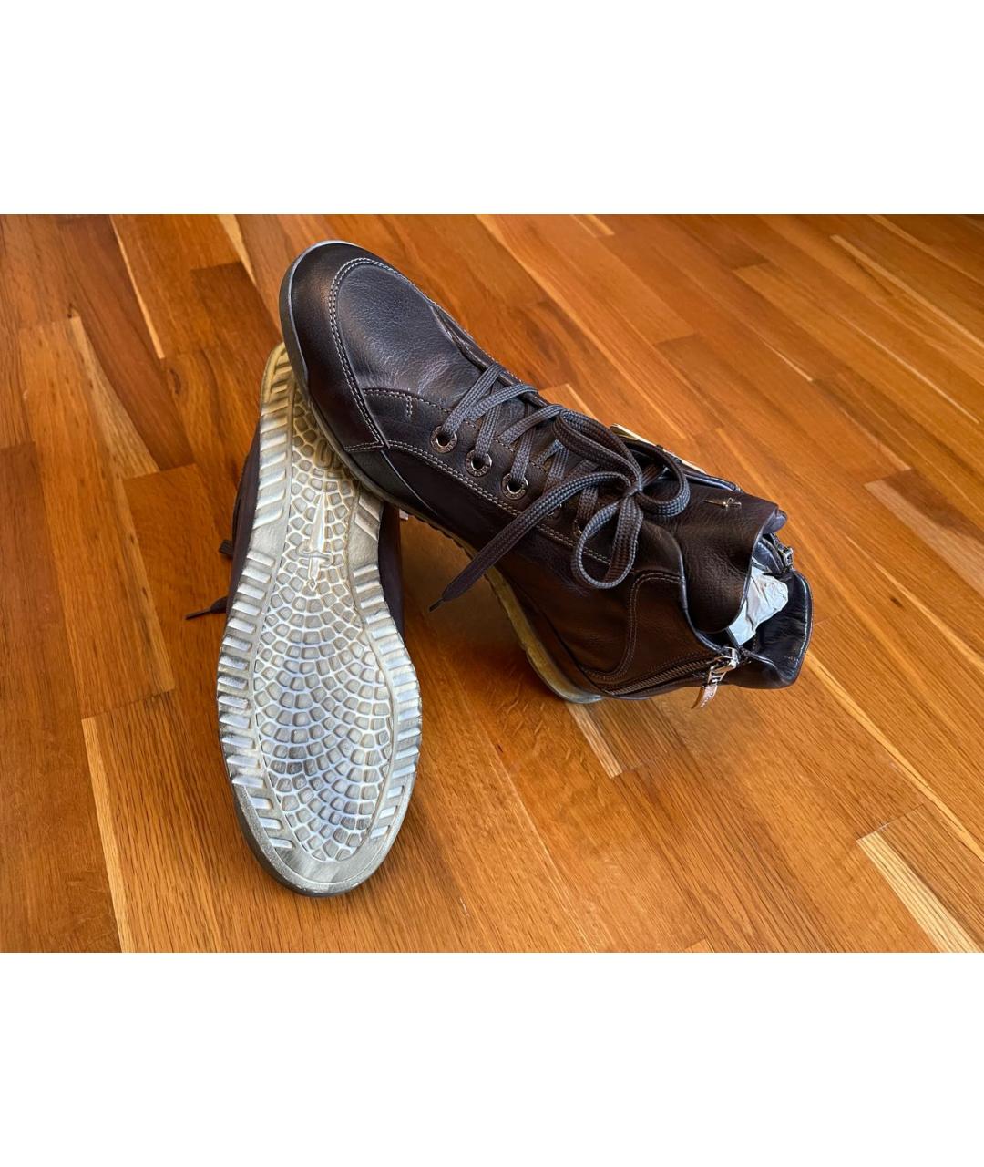 CESARE PACIOTTI Синие кожаные высокие кроссовки / кеды, фото 4