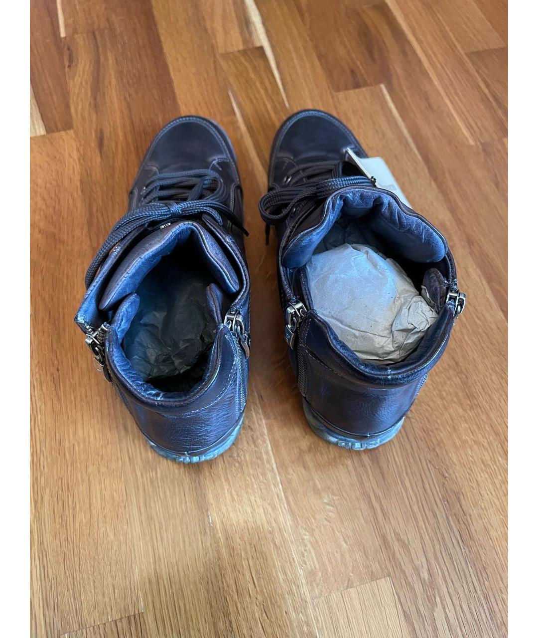 CESARE PACIOTTI Синие кожаные высокие кроссовки / кеды, фото 3