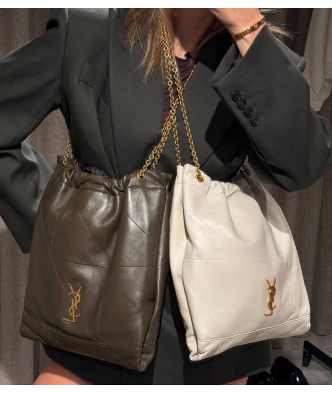 SAINT LAURENT Белая кожаная сумка через плечо, фото 2