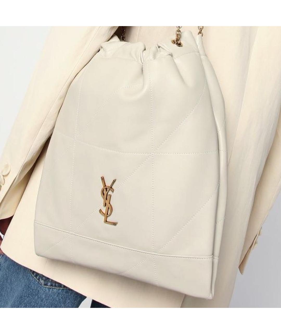 SAINT LAURENT Белая кожаная сумка через плечо, фото 3