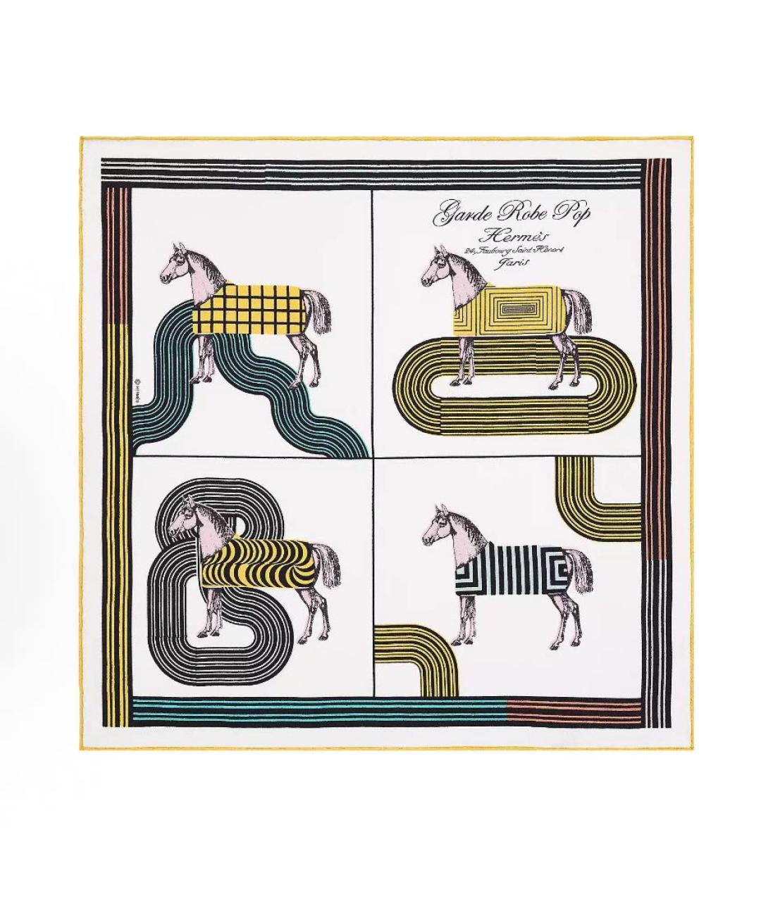 HERMES Мульти шелковый платок, фото 1