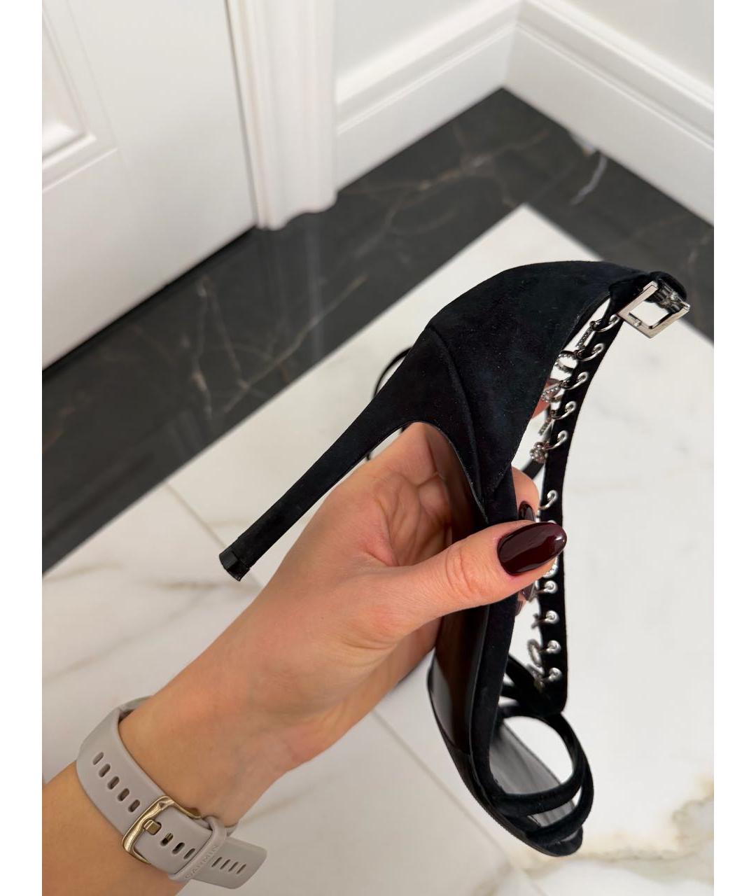 LOUIS VUITTON Черные замшевые босоножки, фото 8