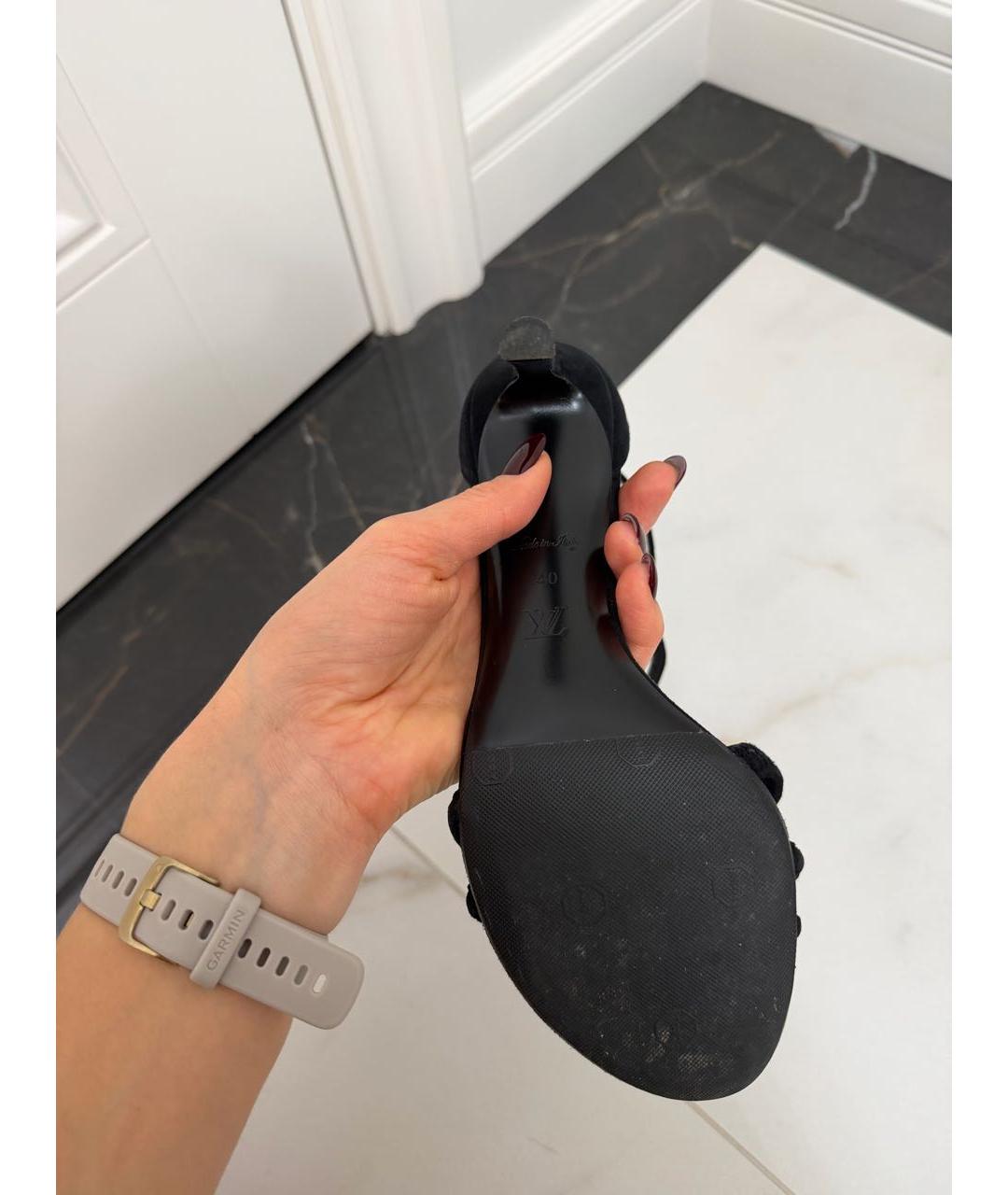 LOUIS VUITTON Черные замшевые босоножки, фото 7