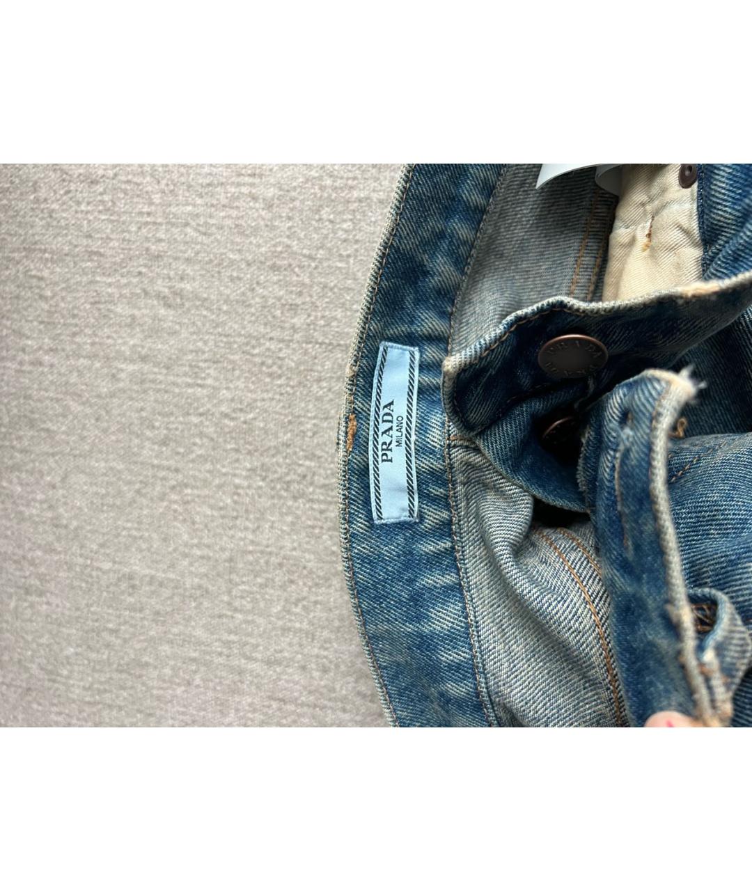 PRADA Синие хлопковые прямые джинсы, фото 6