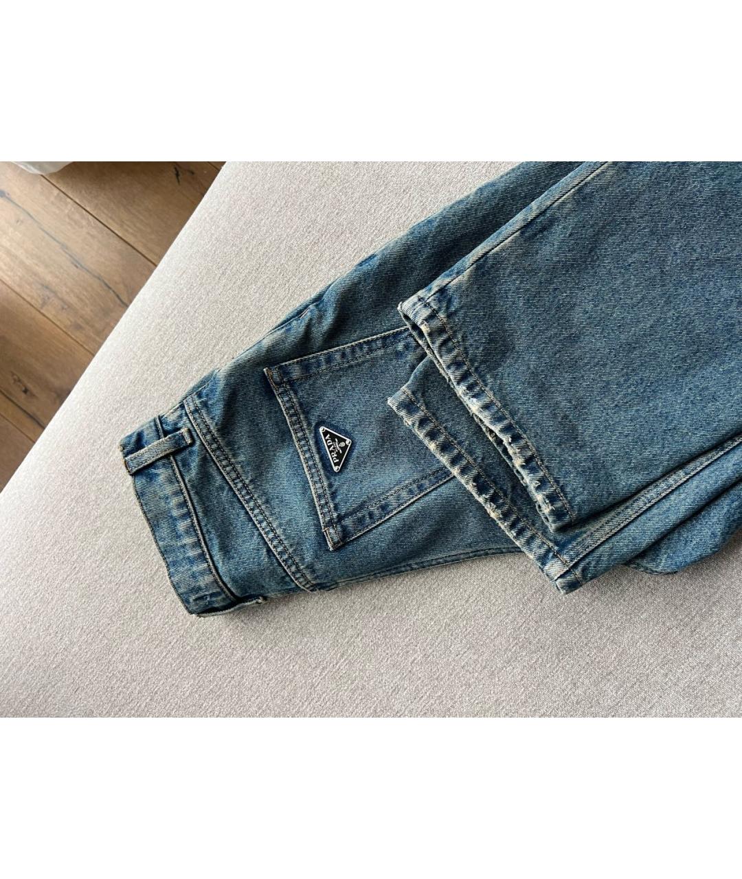 PRADA Синие хлопковые прямые джинсы, фото 5