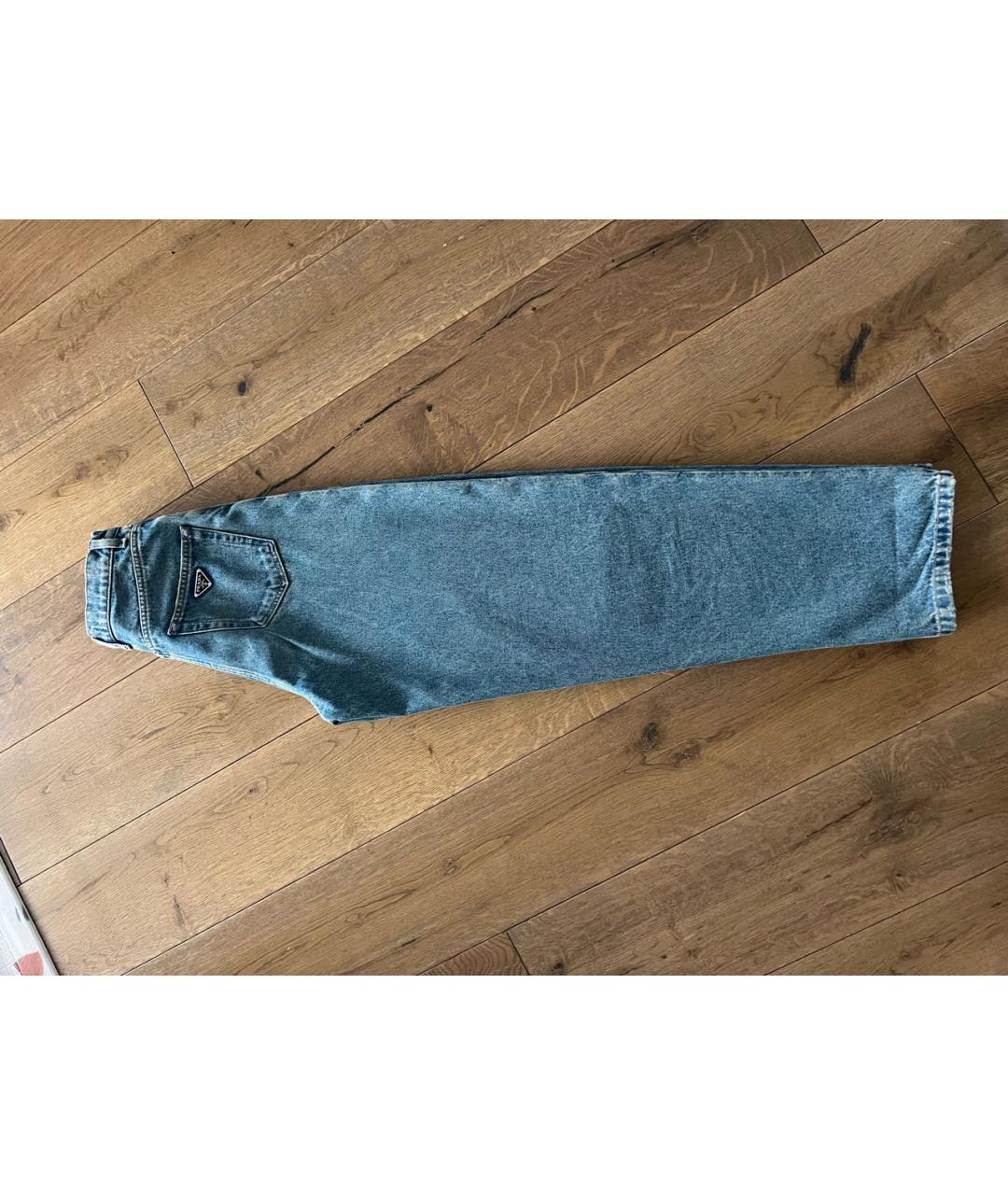 PRADA Синие хлопковые прямые джинсы, фото 3