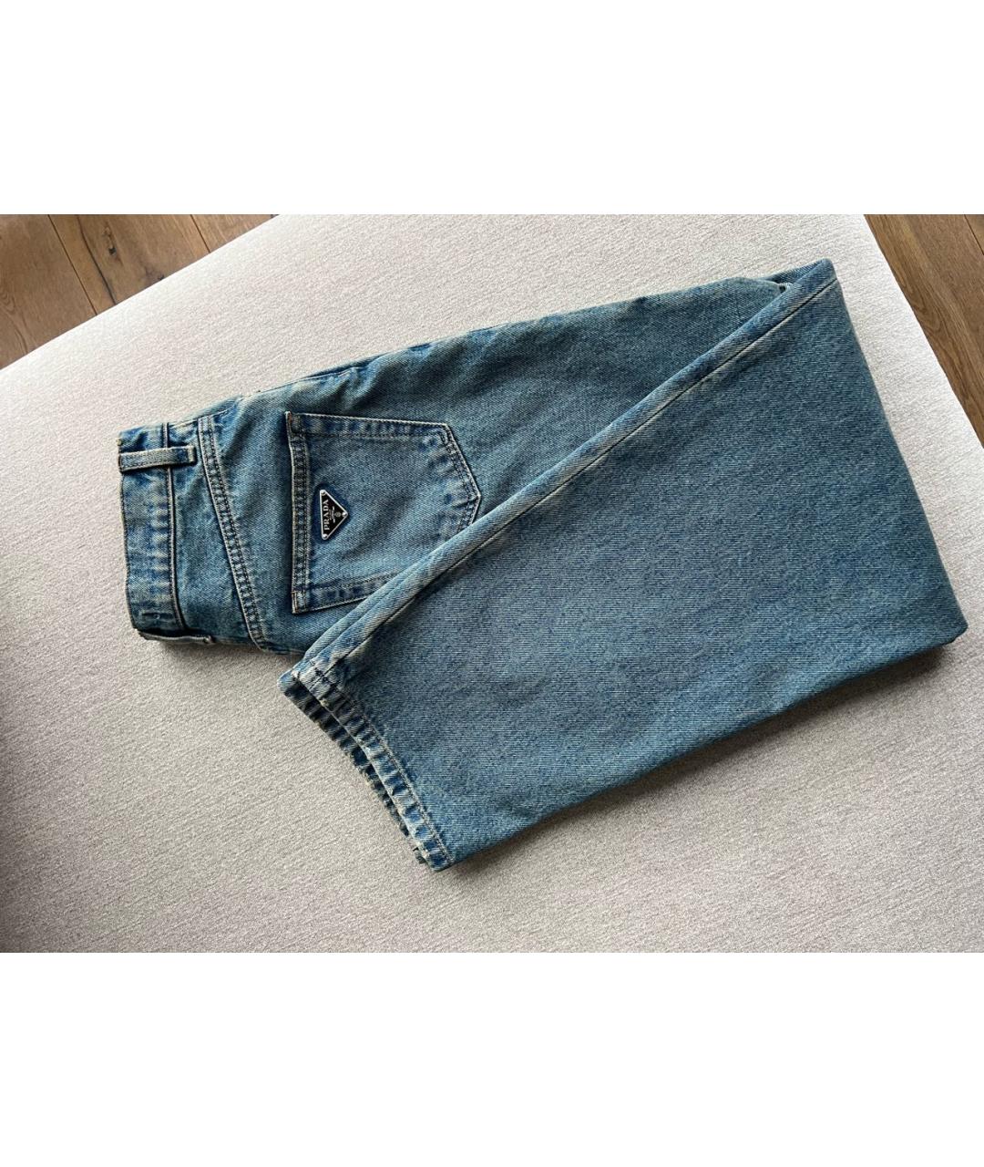 PRADA Синие хлопковые прямые джинсы, фото 8