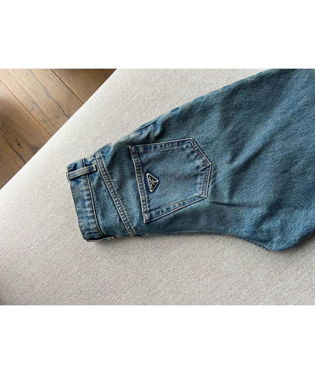 PRADA Синие хлопковые прямые джинсы, фото 4