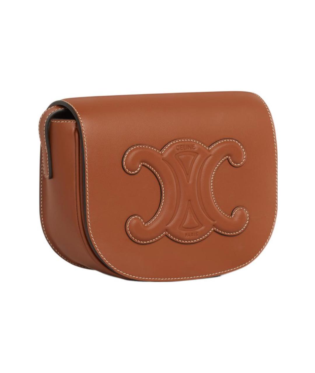 CELINE Коричневая кожаная сумка через плечо, фото 2